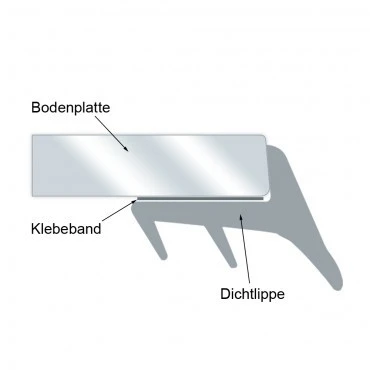 Silikon-Dichtlippe Für Glasbodenplatten, Mit Auffegkante, Selbstklebend 1 Silikon-Dichtlippe Für Glasbodenplatten, Mit Auffegkante, Selbstklebend
