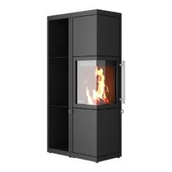 Kaminofen DROOFF Livera 2 L (8 KW) -Lotus Fireplace Shop drooff livera tueranschlag links holzregal offen links 1280x1280