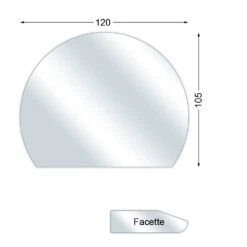 Funkenschutzplatte, Glasbodenplatte Mit Facette, Kreisabschnitt, 6 Mm Stark, 105 X 120 Cm