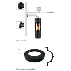 LUC Adapterset (Abdeckflansch, Flanschhalterung, Druckmessrohr) Für Rauchrohre Ø 120 Mm, Ø 130 Mm, Ø