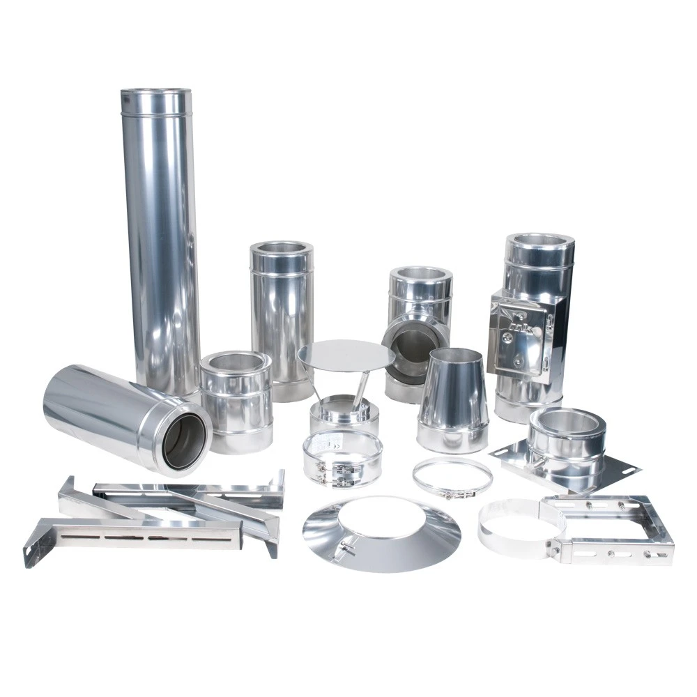 Schornstein-Bausatz, Edelstahl, Doppelwandig, 8,60 Meter Auf Standfuß 1 Schornstein-Bausatz, Edelstahl, Doppelwandig, 8,60 Meter Auf Standfuß