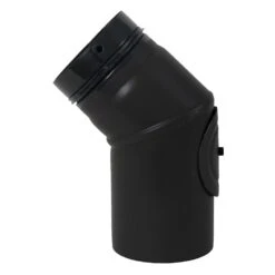 Ofenrohr, Bogen Für Pelletofen, Geschweißt, 45°, ø 80 Mm, Mit Reinigungsöffnung